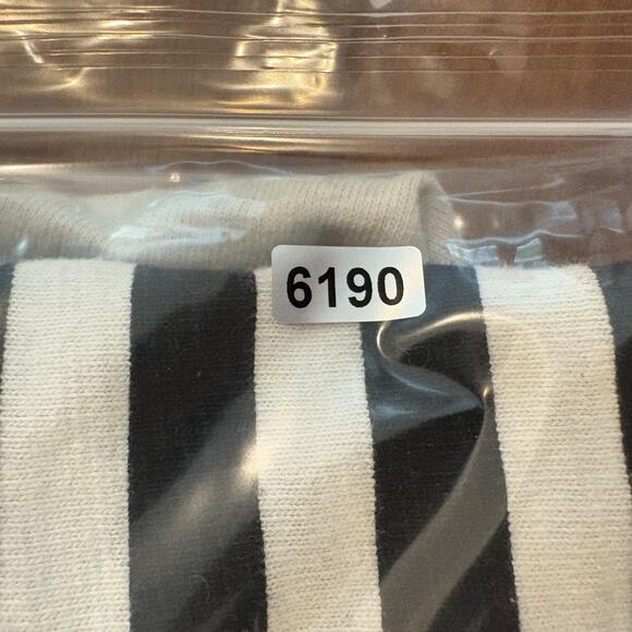 LOFT Shirt Women Large Black Cream Boatneck Breton Stripe Capsule Classic Raglan - Picture 10 of 10